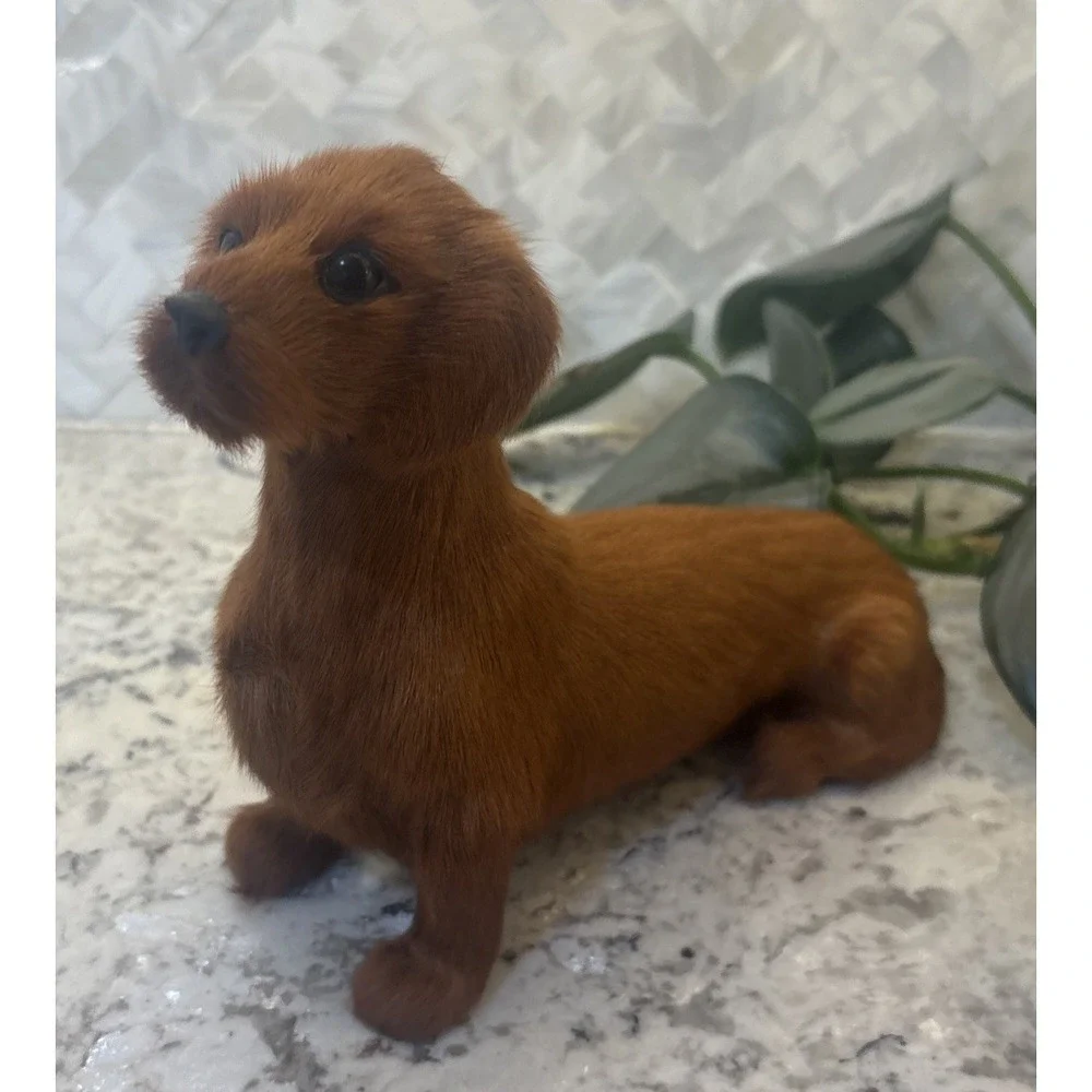 Vintage Real Fur Dog Miniature DACHSHUND Life like Soft Red‎ collectible